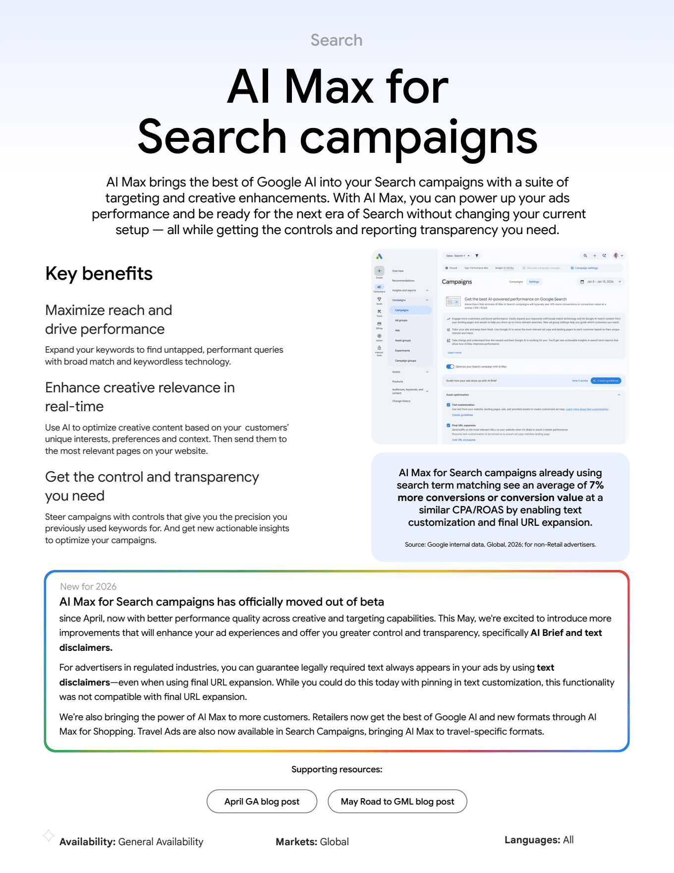 AI Max for Search Campaigns — Google Marketing Live 2026