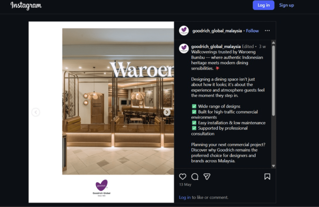 Goodrich Global wallcovering carousel — material application example