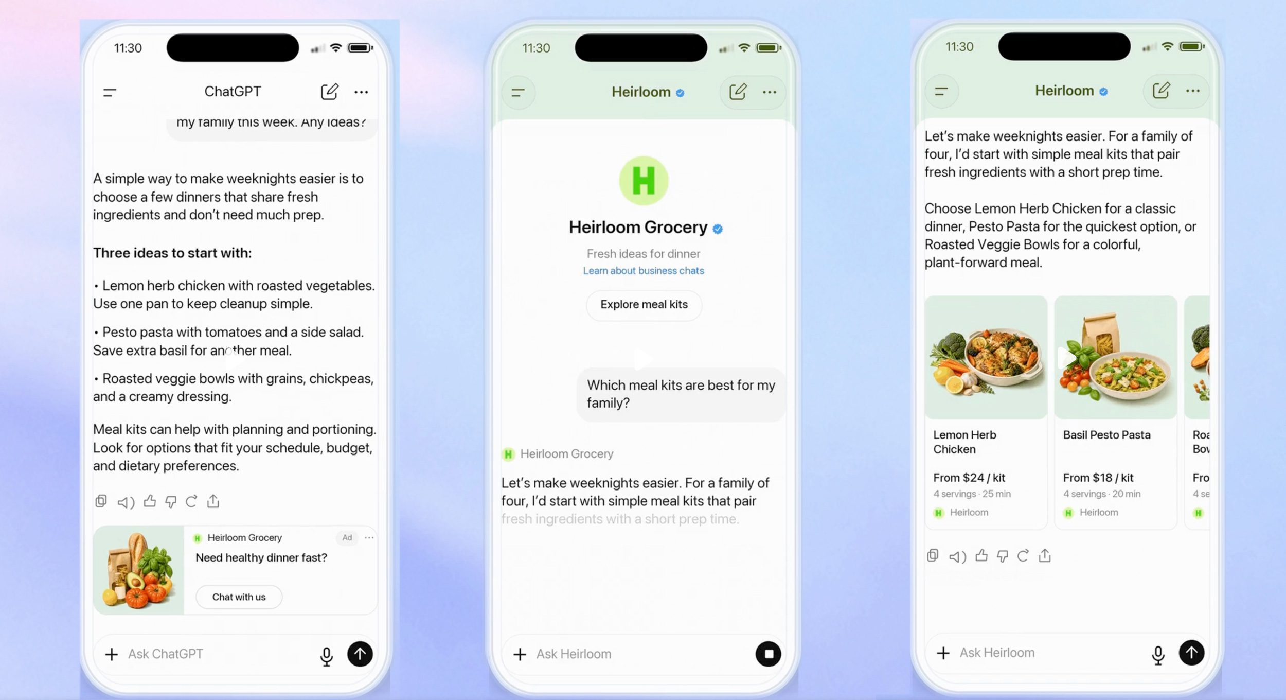ChatGPT Sponsored Agents — a new ad format that lets users start a separate conversation with a business-sponsored AI agent after seeing an ad