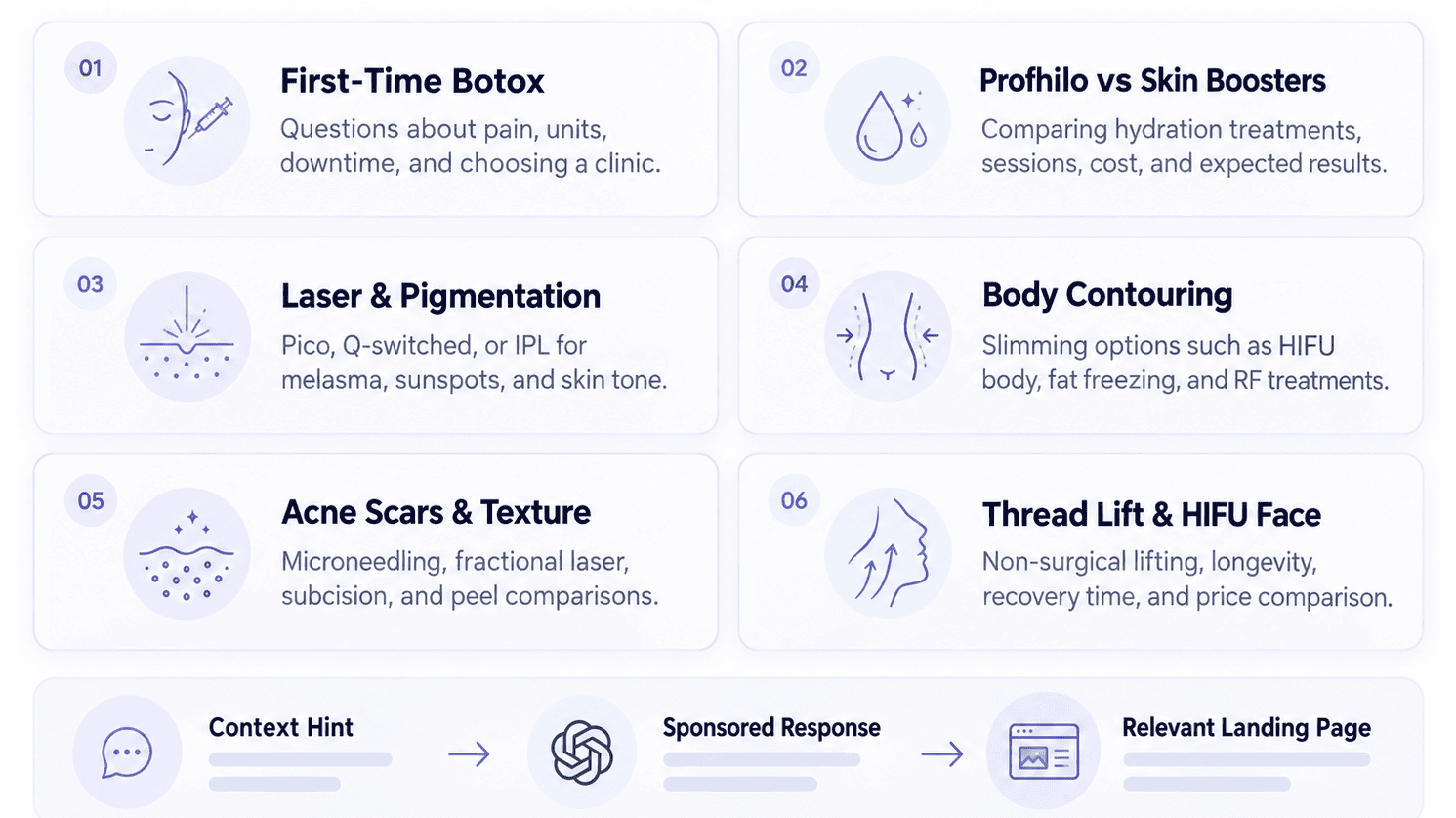 ChatGPT Ads ad group blueprint structure for beauty clinics
